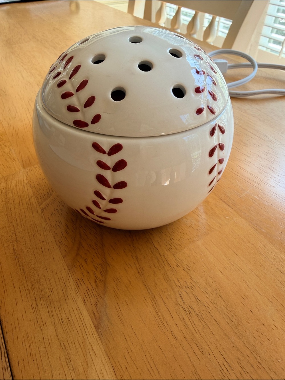 Scentsy White Ceramic Baseball Warmer